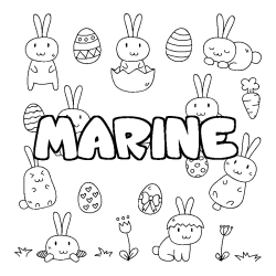 Coloriage pr&eacute;nom MARINE - d&eacute;cor Paques
