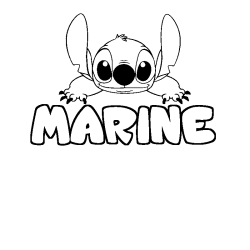 Coloriage prénom MARINE - décor Stitch