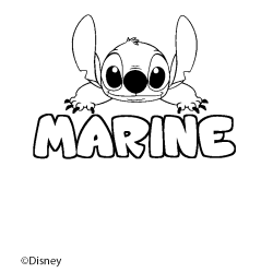 Coloriage pr&eacute;nom MARINE - d&eacute;cor Stitch