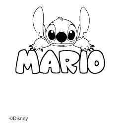 Coloriage pr&eacute;nom MARIO - d&eacute;cor Stitch