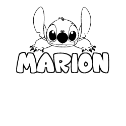 Coloriage prénom MARION - décor Stitch