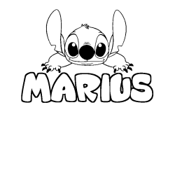 Coloriage prénom MARIUS - décor Stitch