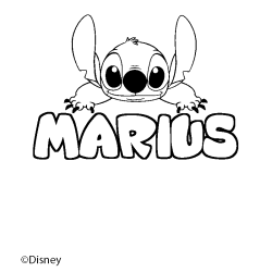 Coloriage pr&eacute;nom MARIUS - d&eacute;cor Stitch