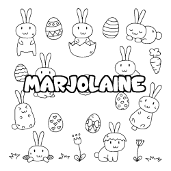Coloriage pr&eacute;nom MARJOLAINE - d&eacute;cor Paques