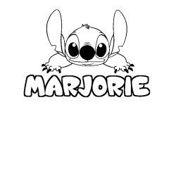 Coloriage prénom MARJORIE - décor Stitch