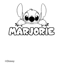 Coloriage pr&eacute;nom MARJORIE - d&eacute;cor Stitch