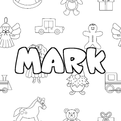 Coloriage prénom MARK - décor Jouets