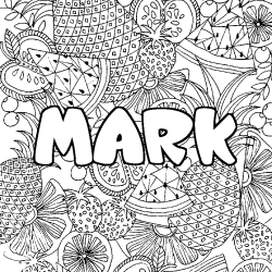 Coloriage prénom MARK - décor Mandala fruits