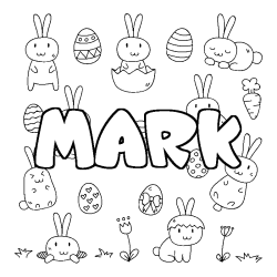 Coloriage prénom MARK - décor Paques