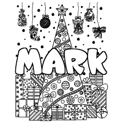 Coloriage MARK - d&eacute;cor Sapin et Cadeaux