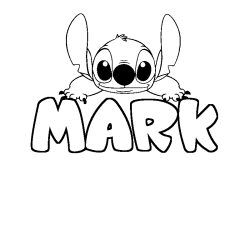 Coloriage prénom MARK - décor Stitch