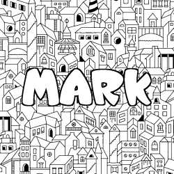 Coloriage prénom MARK - décor Ville