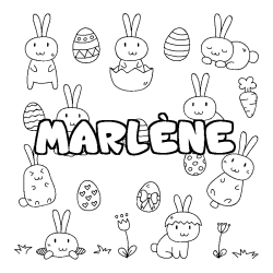 Coloriage pr&eacute;nom MARL&Egrave;NE - d&eacute;cor Paques