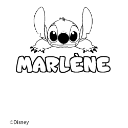 Coloriage pr&eacute;nom MARL&Egrave;NE - d&eacute;cor Stitch