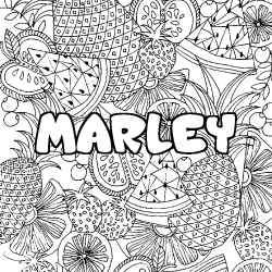 Coloriage prénom MARLEY - décor Mandala fruits