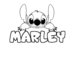 Coloriage prénom MARLEY - décor Stitch