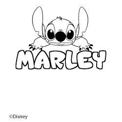Coloriage pr&eacute;nom MARLEY - d&eacute;cor Stitch