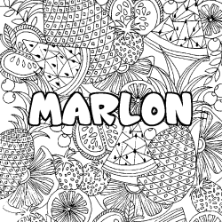 Coloriage pr&eacute;nom MARLON - d&eacute;cor Mandala fruits