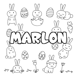 Coloriage prénom MARLON - décor Paques