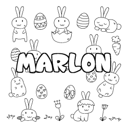 Coloriage pr&eacute;nom MARLON - d&eacute;cor Paques
