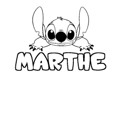 Coloriage prénom MARTHE - décor Stitch