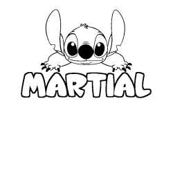 Coloriage prénom MARTIAL - décor Stitch