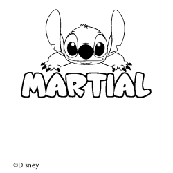 Coloriage pr&eacute;nom MARTIAL - d&eacute;cor Stitch