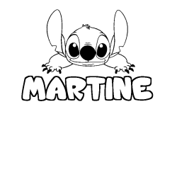 Coloriage prénom MARTINE - décor Stitch