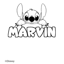 Coloriage pr&eacute;nom MARVIN - d&eacute;cor Stitch