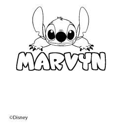 Coloriage pr&eacute;nom MARVYN - d&eacute;cor Stitch