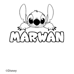 Coloriage pr&eacute;nom MARWAN - d&eacute;cor Stitch