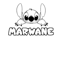 Coloriage prénom MARWANE - décor Stitch