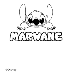 Coloriage pr&eacute;nom MARWANE - d&eacute;cor Stitch