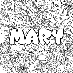Coloriage prénom MARY - décor Mandala fruits