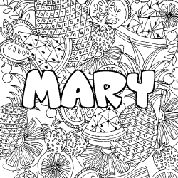 Coloriage pr&eacute;nom MARY - d&eacute;cor Mandala fruits