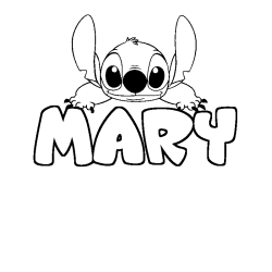 Coloriage prénom MARY - décor Stitch