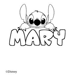 Coloriage pr&eacute;nom MARY - d&eacute;cor Stitch