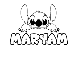 Coloriage prénom MARYAM - décor Stitch