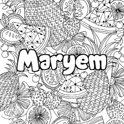Coloriage prénom Maryem - décor Mandala fruits