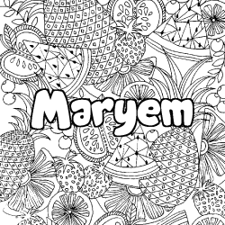 Coloriage pr&eacute;nom Maryem - d&eacute;cor Mandala fruits