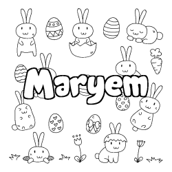 Coloriage pr&eacute;nom Maryem - d&eacute;cor Paques