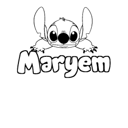 Coloriage prénom Maryem - décor Stitch