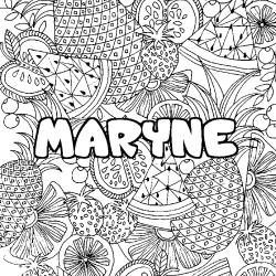 Coloriage pr&eacute;nom MARYNE - d&eacute;cor Mandala fruits