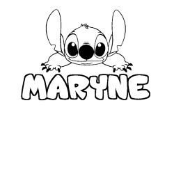Coloriage prénom MARYNE - décor Stitch