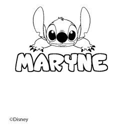 Coloriage pr&eacute;nom MARYNE - d&eacute;cor Stitch