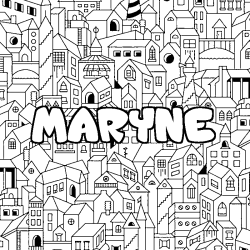 Coloriage prénom MARYNE - décor Ville