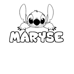 Coloriage prénom MARYSE - décor Stitch