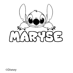 Coloriage pr&eacute;nom MARYSE - d&eacute;cor Stitch