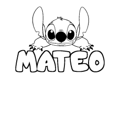Coloriage prénom MATEO - décor Stitch