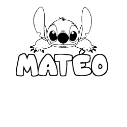 Coloriage prénom MATÉO - décor Stitch